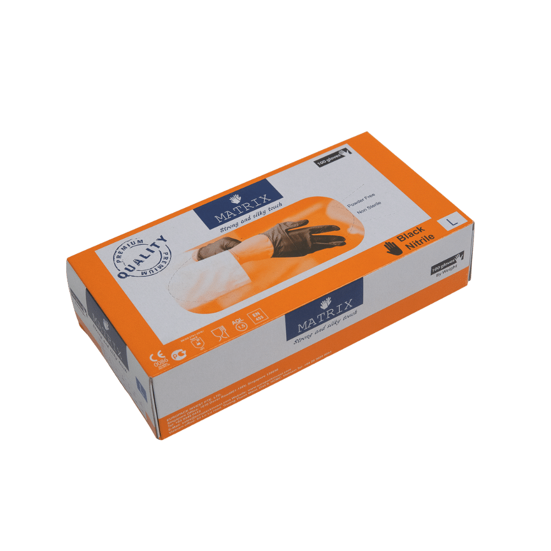 Nitril handsker, sort, pudderfri, - Lara Pack